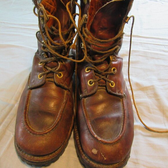 Mens Vintage Leather Moc Toe Work Boots Sz 11 Vibram Soles main image 12